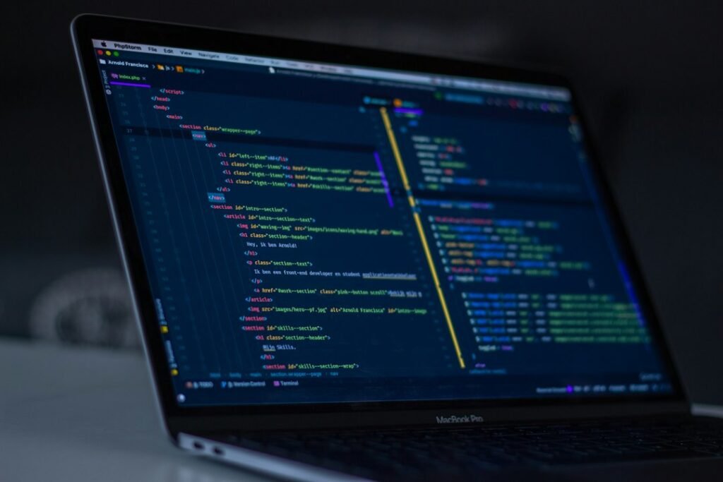 Software code on a computer display for AI coding