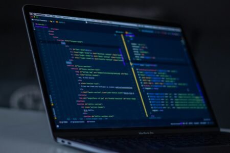 Software code on a computer display for AI coding
